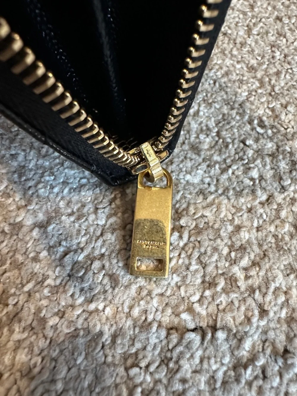 Saint Laurent Black Monogram Quilted Zip Wallet with Gold YSL - Picture 12 of 14